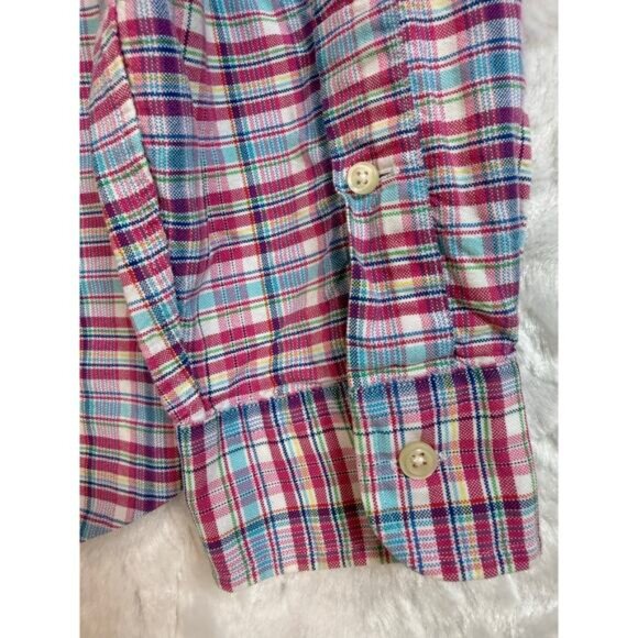 Ralph Lauren Men Mid-Weight 100% Cotton Pink Blue Plaid Button Down Shirt Large - Picture 5 of 5